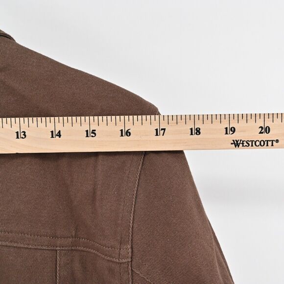 QUACKER FACTORY Denim Jacket Womens Sz M Brown Rhinestone Beaded Blinged Western - Picture 12 of 12